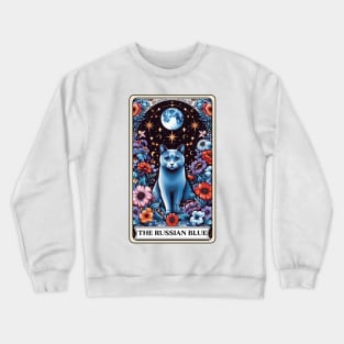 Russian Blue Cat Tarot Card Crewneck Sweatshirt